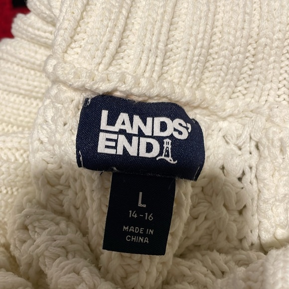 Women’s Lands*End* Sweater Blue & White Stripe Turtleneck Size L - Picture 7 of 11